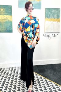 MOSAIC SATIN TOP